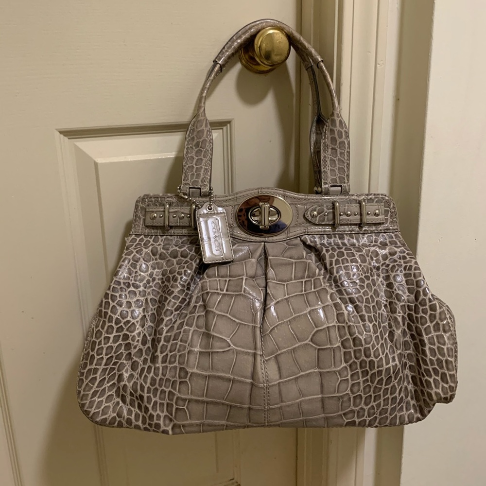 Gray Croc Coach Bag